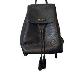 Soul Carrier Black Thick Leather Luxury Designer Backpack Purse Bag